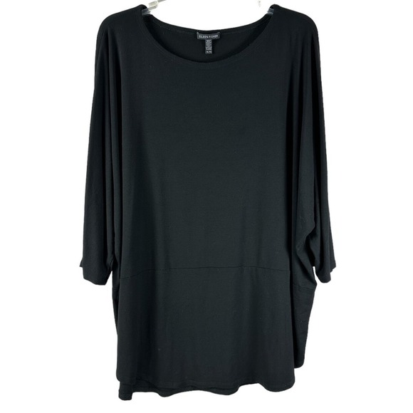 Eileen Fisher Tops - Eileen Fisher Sz XL Shirt Women's Black Knit Minimalist Spandex Blend Flaw